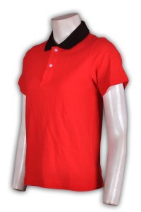 P439 專業訂購Polo衫 訂造女裝短袖Polo衫  旺角Polo衫 自製Polo專門店     桃紅色  撞色領黑色